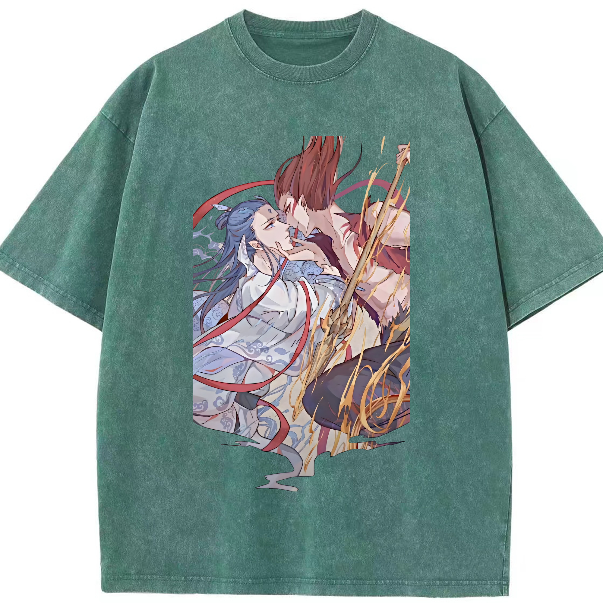 （画像用） Ne Zha 2 ナタ 魔童の大暴れ 綿100% ヴィンテージ風 半袖Tシャツ（フロントプリント）